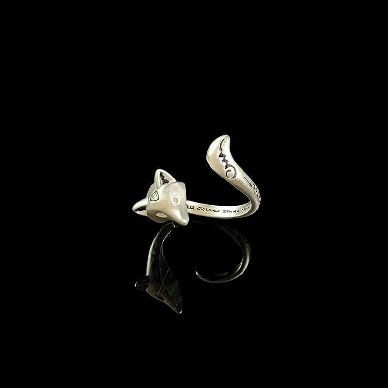 Anello regolabile personalizzato cubano Wenli Fox da donna in stile etnico con design di nicchia_voghion.com