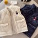 Colete infantil para outono e inverno, blusa casual acolchoada de algodão com lã e reforço, quente para meninos e meninas, roupa infantil de inverno_voghion.com