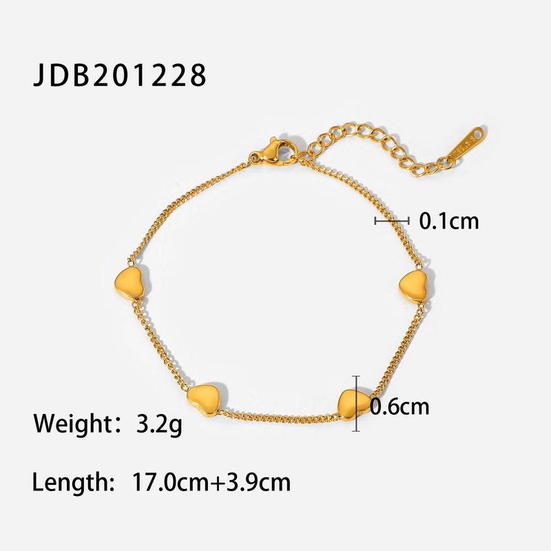 Bracciale geometrico in acciaio inossidabile con catena sottile a forma di cuore in oro da donna INS su Internet_voghion.com