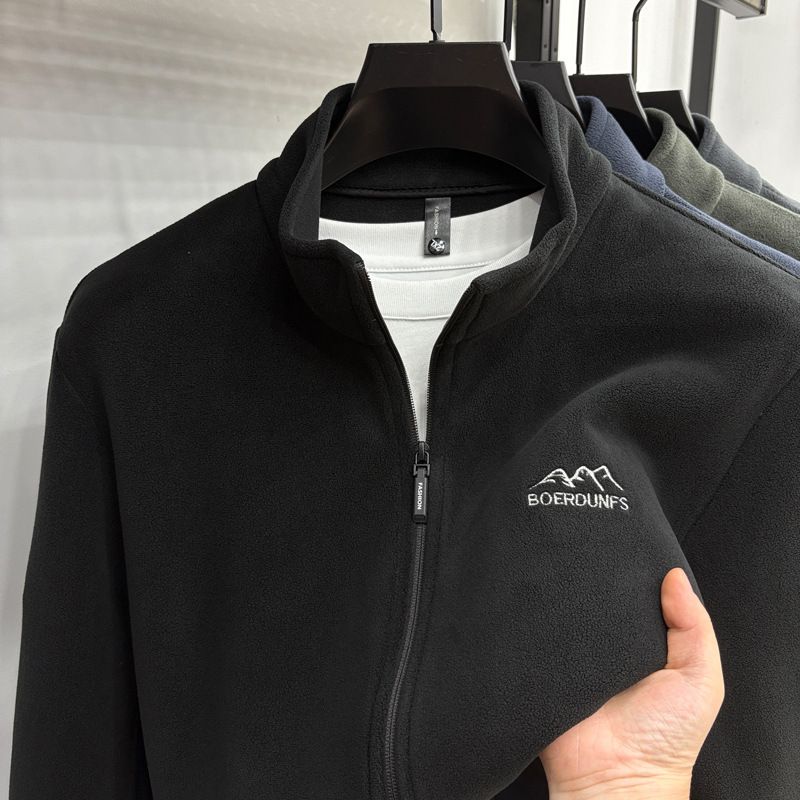Fleecejacke mit Stehkragen und Reißverschluss für Herren – warmer Pullover mit weichem Sherpa-Futter, leicht und bequem für Business, Freizeit und Alltag_voghion.com