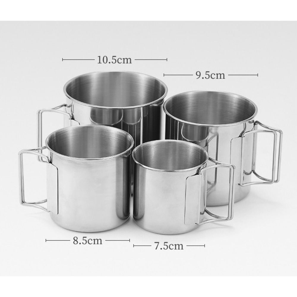 Tazza da birra in acciaio inox 304 per campeggio all'aperto, comoda tazza con manico pieghevole, set da 4 pezzi_voghion.com