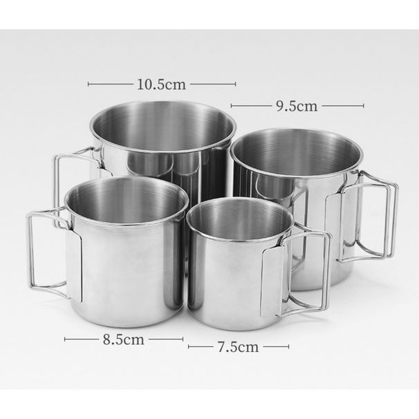 Tazza da birra in acciaio inox 304 per campeggio all'aperto, comoda tazza con manico pieghevole, set da 4 pezzi_voghion.com