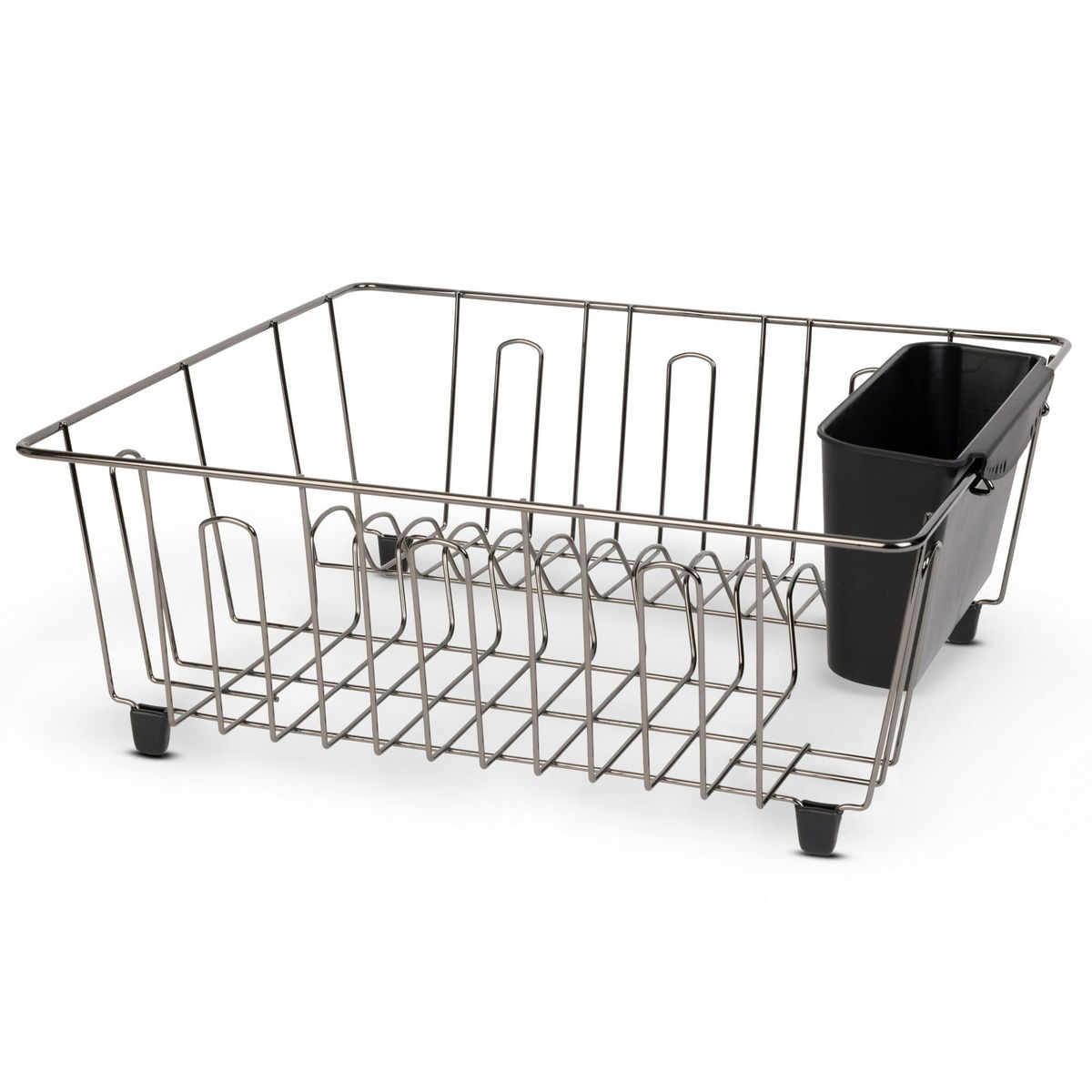 Mainstays Small Dish Drainer Rack - Chrome/Black_voghion.com