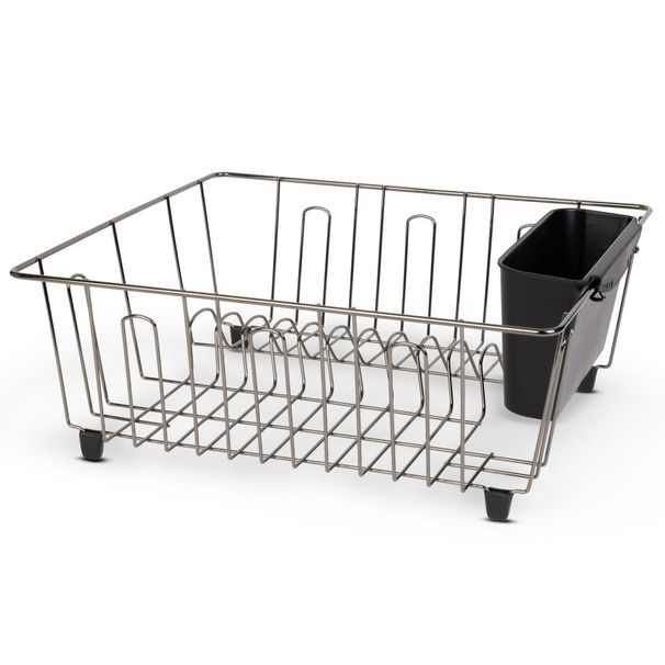 Mainstays Small Dish Drainer Rack - Chrome/Black_voghion.com