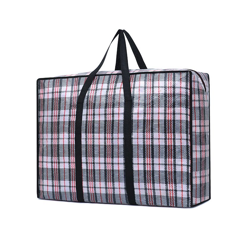 Large-capacity water-repellent pp plaid woven bag, portable packing and moving bag, thickened storage bag, luggage bag_voghion.com