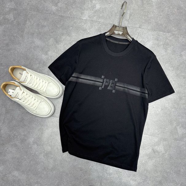 Men's Clothing Black Embossed Fashion Simple Bottoming T Shirt Trendy T Shirt Summer Men's Loose Round Neck Short Sleeve B1CNF2227_voghion.com