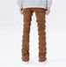 New trendy American slim multi-color casual jeans, street loose raw edge splicing bootcut jeans for men_voghion.com