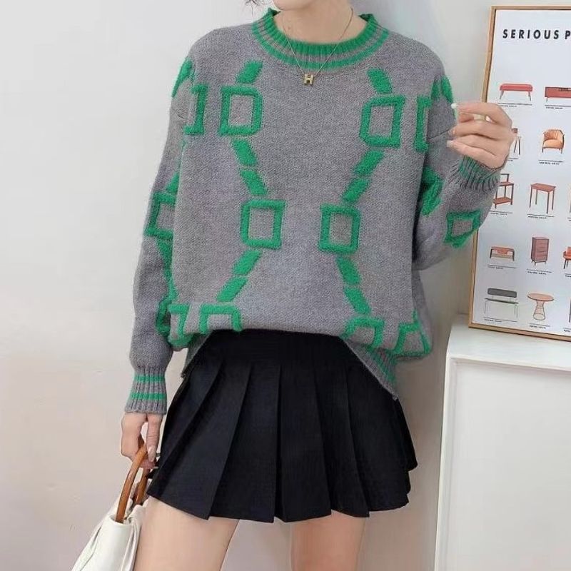 Pull ample en tricot à col rond pour femme, pull ample transfrontalier_voghion.com