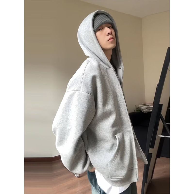Sweat-shirt cardigan de marque de mode américaine d'automne pour adolescents, haut décontracté polyvalent pour hommes, veste zippée à capuche de sport_voghion.com