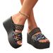 New Sequin Mesh Outside Wear Platform High Heels Fish Mouth Flip-flops_voghion.com