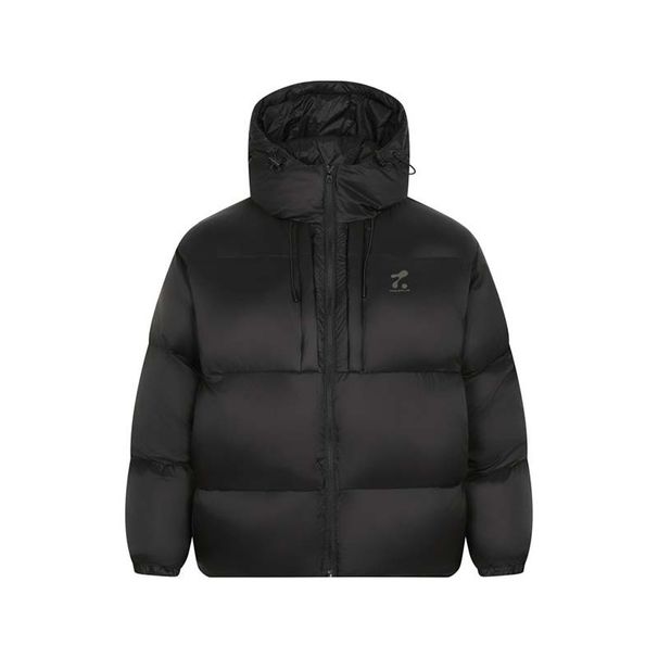 Lichtgewicht, verdikt, kort gewatteerd jack met capuchon voor heren, streetwear-winterjas met losse pasvorm, zwart en donkerbruin_voghion.com