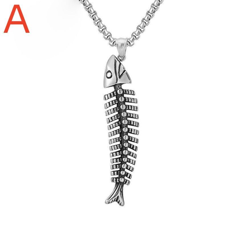 Fashion Jewelry for Men and Women Vintage punk rock party Creative fishbone necklace pendant_voghion.com