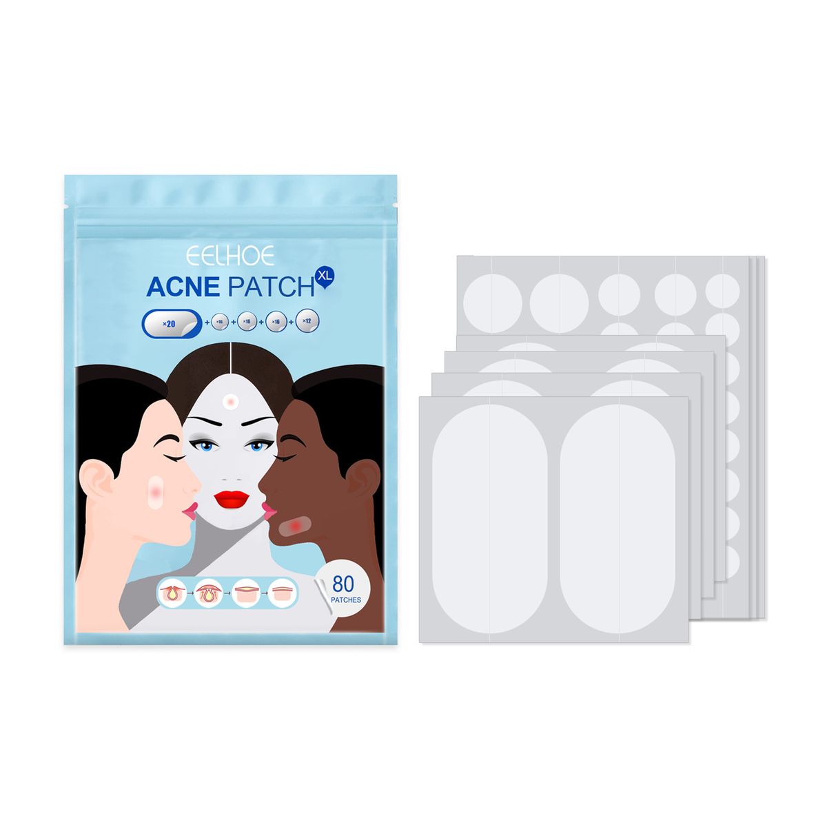 Adesivo invisibile brufolo Patch per il trattamento della rimozione dell'acne idrocolloidale Impermeabile per la rimozione della testa nera Pelle del viso C_voghion.com