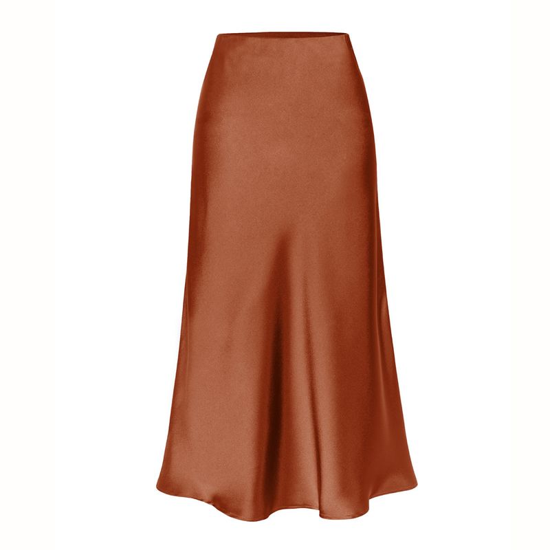 Hohe Taille Abnehmen High-End Satin Glatte Halb Rock Europäischen Und Amerikanischen Frühling Und Sommer Neue Mittellange Rock_voghion.com