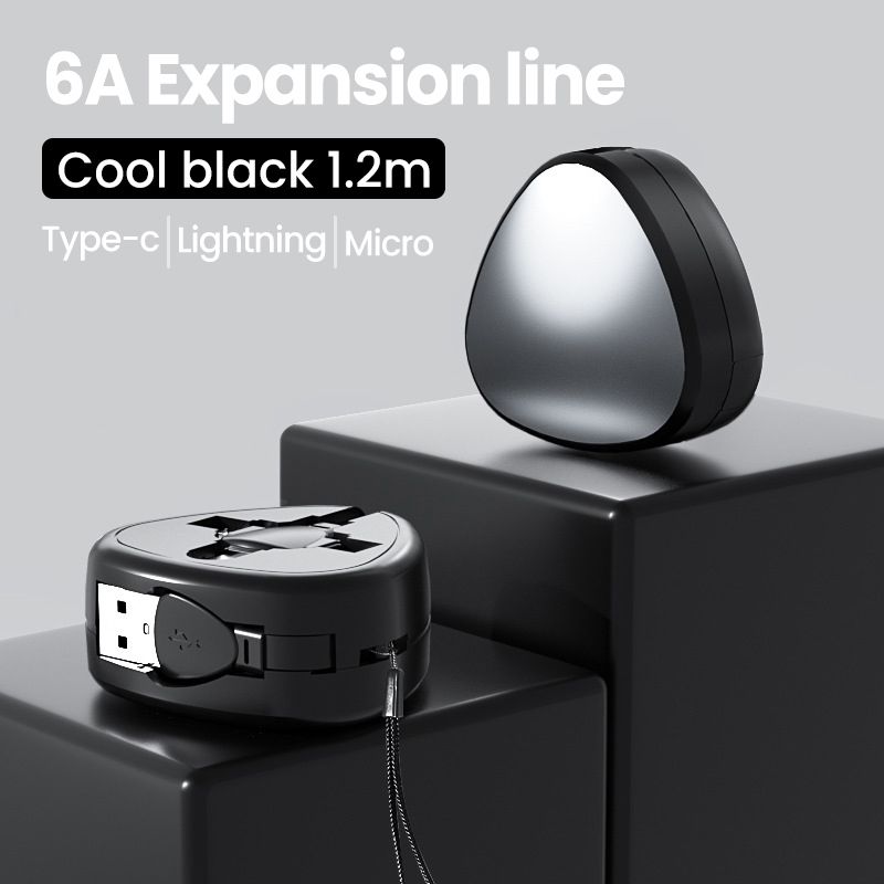 3in1 1.2m USB cable 6A 100W suitable for Huawei Samsung Xiaomi Scalable Mini USB C-type Cable Super Charging C_voghion.com