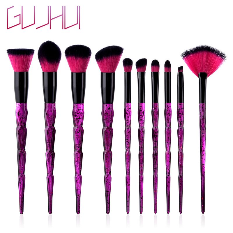 10 pcs makeup brushes, six-sided starry sky, beauty tools, fan brush, flame brush, eye brush set GUJHUI_voghion.com