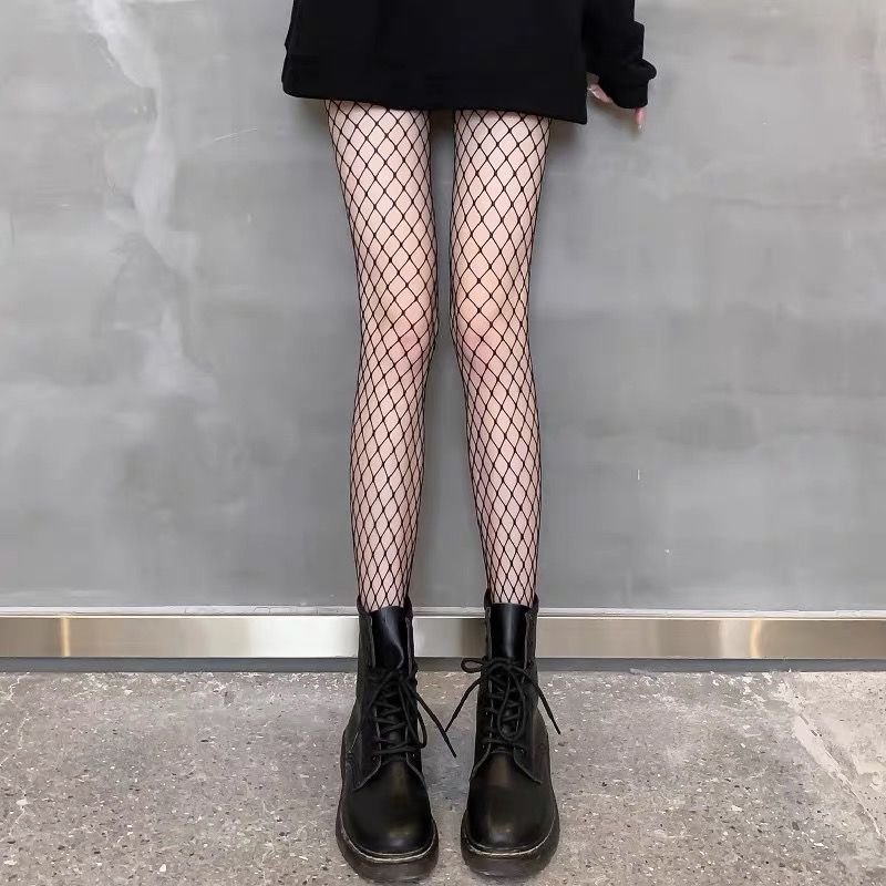 Lolita Girls Cute Pentacle Print Tights Women Sexy Gothic Punk Magical Five-Pointed Star Mesh Fish Net Pantyhose Body Stockings_voghion.com