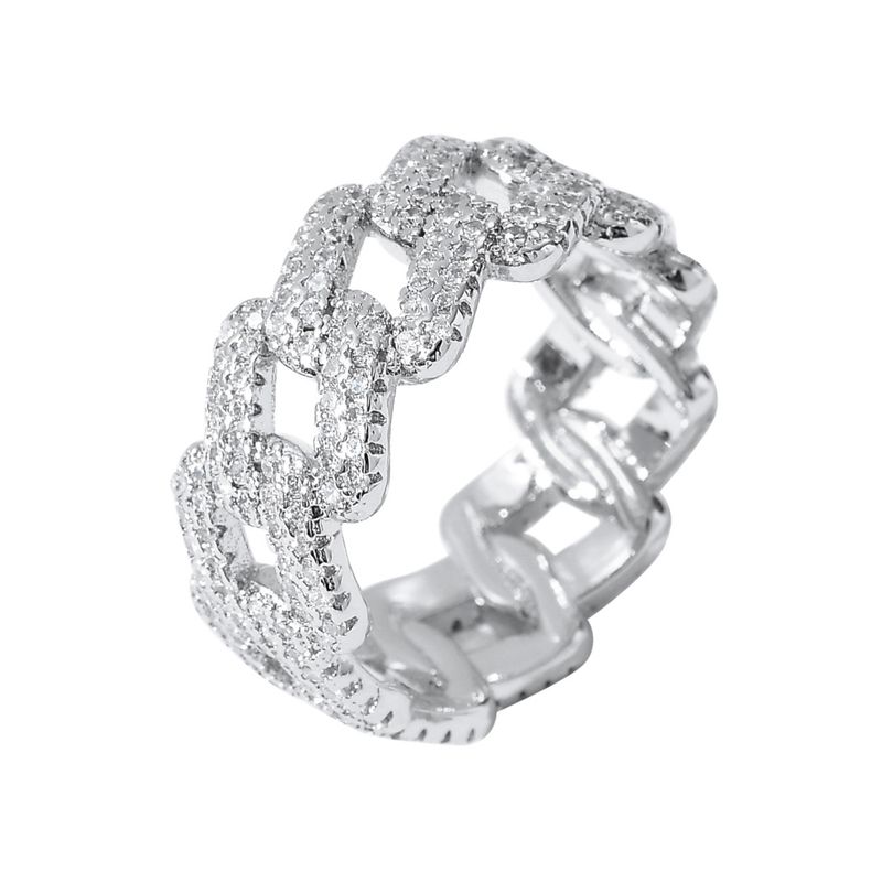 Herrenschmuck Hip Hop Ring Zirkon Kubanischer Kettenring Kupfer Mikro Intarsien Zirkon Hip Hop Ring Persönlichkeit Trend_voghion.com