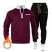 Felpa in pile con collo alto, mezza zip, sportiva e casual, da uomo, autunno inverno_voghion.com