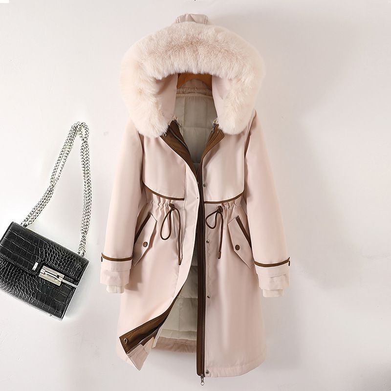 Damenbekleidung - Mittellanger Zweiwege-Parka, wattierte Baumwolljacke mit herausnehmbarem Futter und Kapuze, Wintermantel_voghion.com