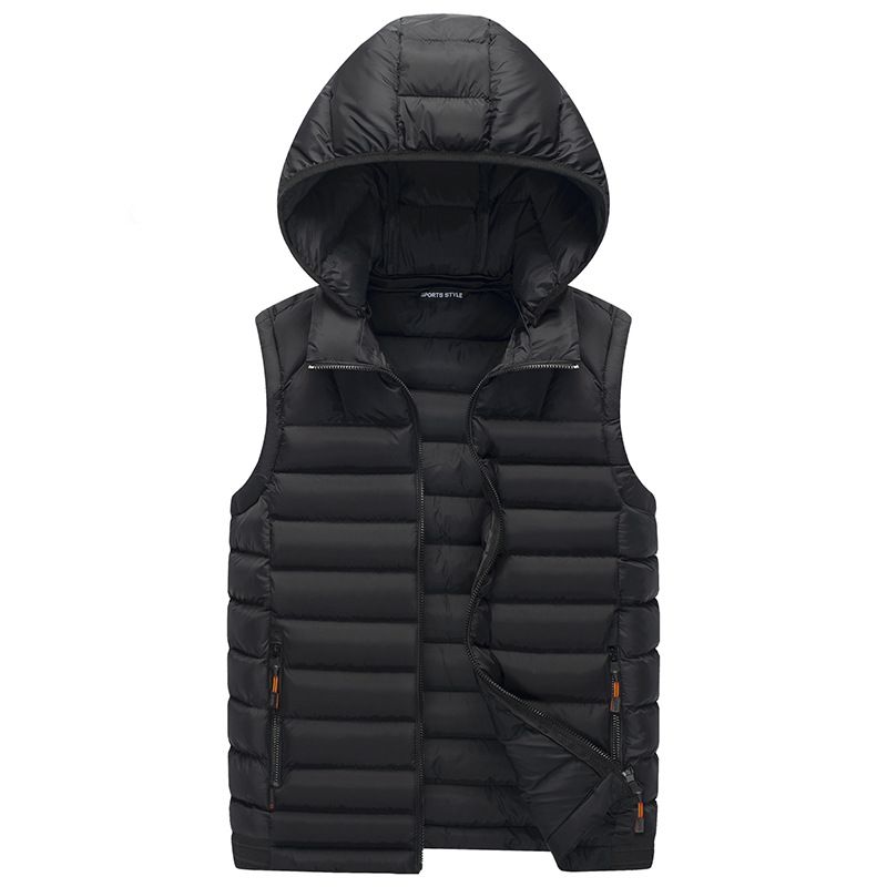 Férfi kapucnis, steppelt kabát, mellény, téli, férfi steppelt kabát, állógallér, ujjatlan, csatos, lezser, meleg kabát_voghion.com