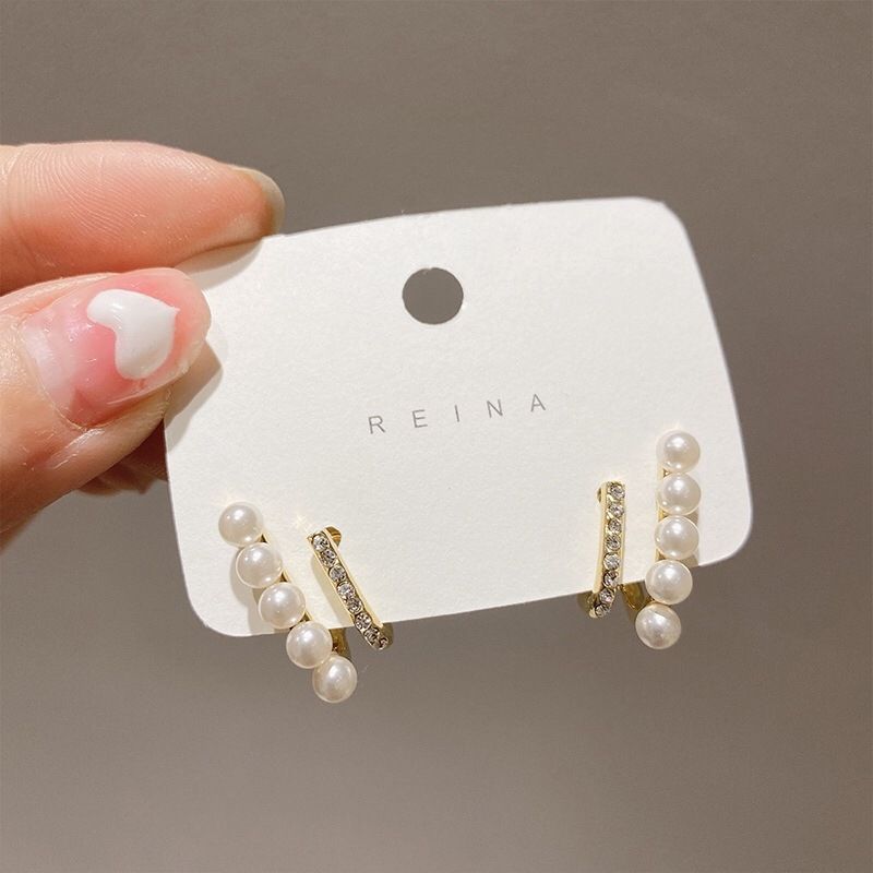 Douyin same style  style pearl earring high-end double layer design_voghion.com