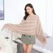 Loose Spring And Autumn 2022 New Women's Tassel Plush Coat Pullover Bead Sheet Shawl Cloak Gorgeous Knitted Shirt_voghion.com