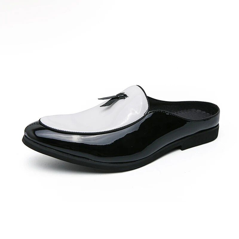 Summer Leather Casual Slip On Half Shoes Men Loafers Flats Slipper For Narrow Thin Foot Big Size_voghion.com