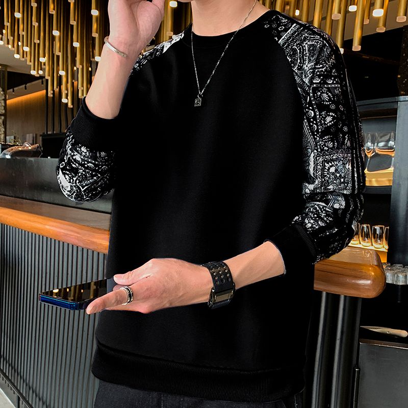 [Fonte Yipin] YPY-6733-P26 Maglione da uomo con collo rotondo e pullover allentato alla moda mimetico autunno_voghion.com