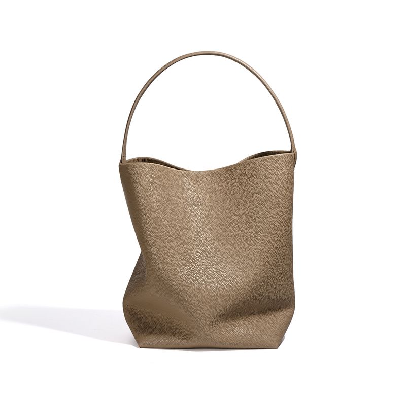 Borsa a secchiello in pelle di mucca da donna, grande capacità, stile pigro, a tracolla, sotto le ascelle, grande borsa 2024, nuova borsa casual tote_voghion.com