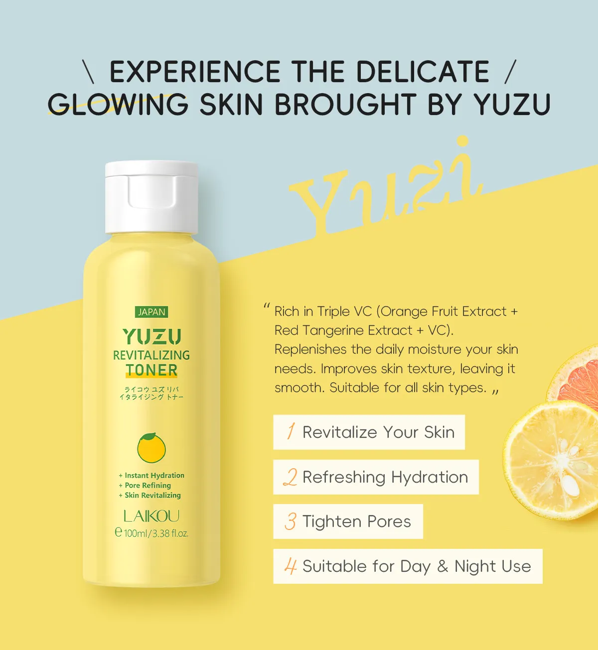 Skaistums un veselība Jauns produkts LAIKOU Greipfrūtu mitrinošais toneris 100ml Mitrā komprese mitrinošs aerosols FDA ādas kopšanas līdzekļi_voghion.com