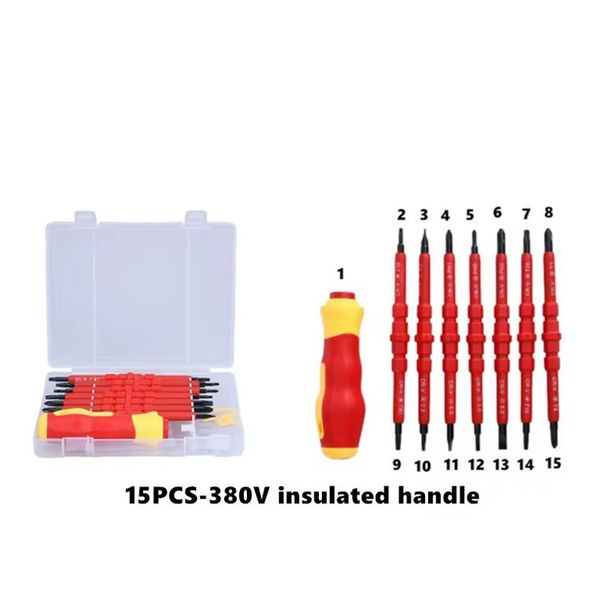 Electrician Repair Tools Kit 13pcs 1000V Changeable Insulated Screwdrivers Set with Magnetic Slotted Phillips Pozidriv Torx Bits_voghion.com