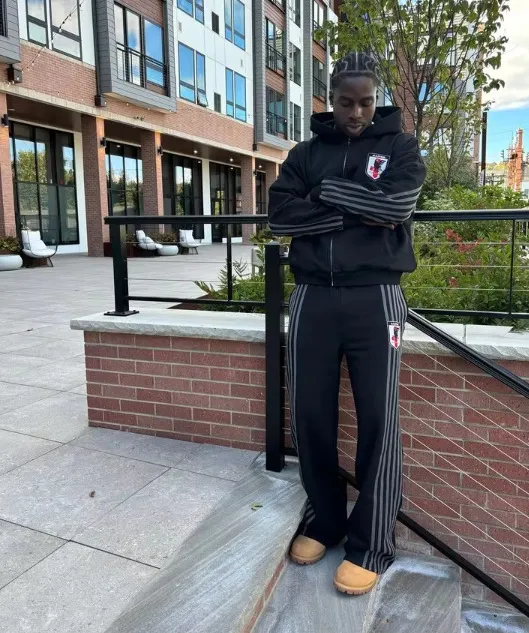 Men's Clothing Casual Loose Black Hooded Sweater Suit Zipper Sweater Cardigan Casual Sports Sweatpants_voghion.com