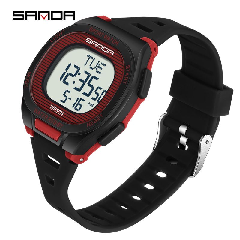 Digital Sports Watch With Alarm, Countdown, Snooze, Waterproof, Night Light For Students - Square Design, 50m Water Resistance_voghion.com