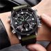 Men's Sport Watch With Nylon Strap - Dual Display Analog & Digital, Multifunctional With Calendar, Alarm, GMT, And Luminous Feature_voghion.com