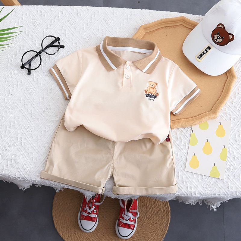 2024 Estate Nuovo Ragazzi Ragazze Camicia Manica Corta Polo Colletto Bello Bambini Medi e Piccoli Set Neonato_voghion.com