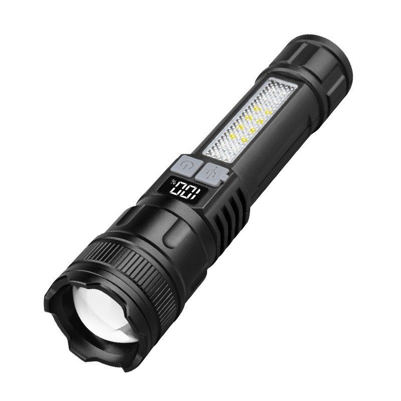 Lanternă puternică tip C, reîncărcabilă, cu lumină laterală, lumină de urgență și lumină de lucru laterală de avertizare COB_voghion.com