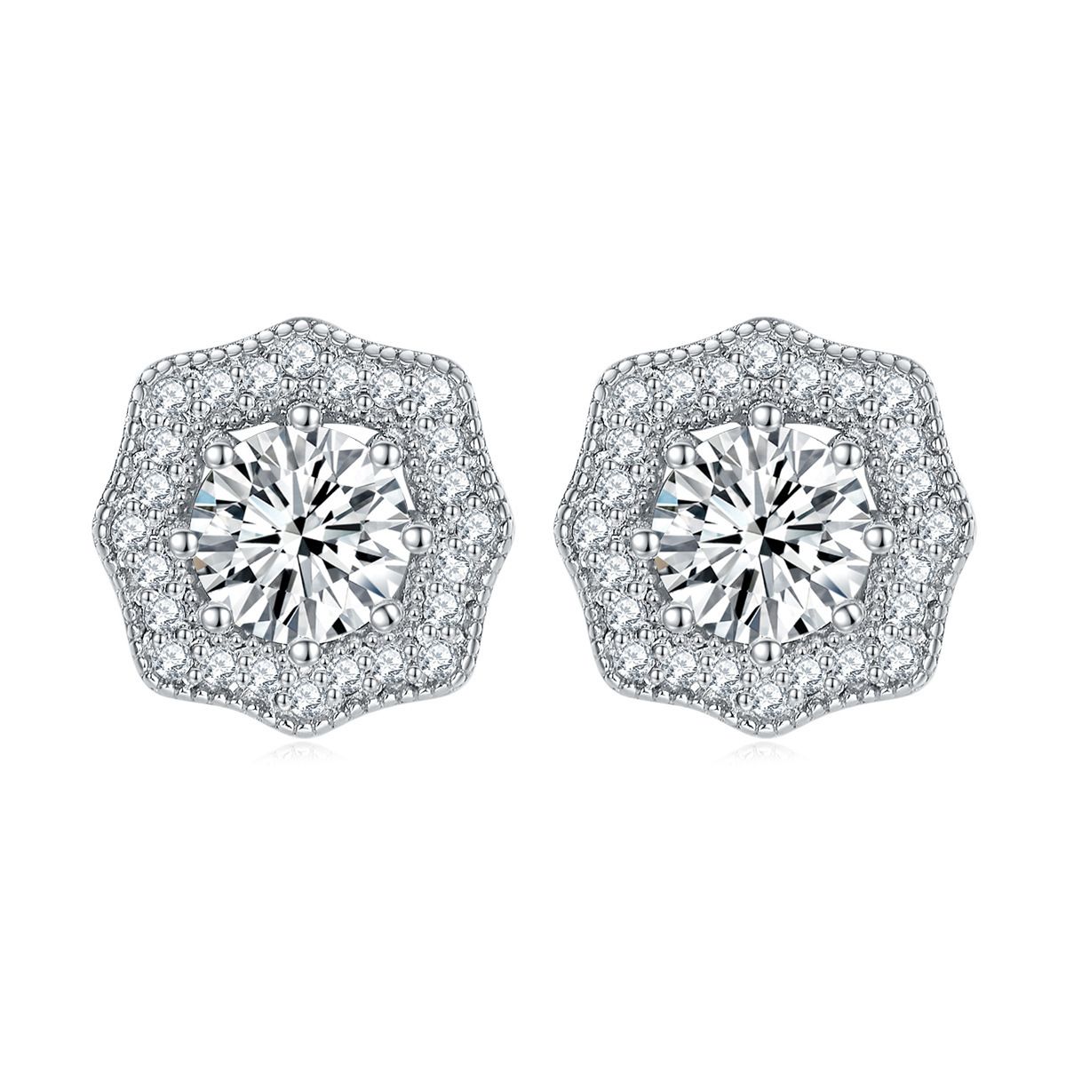 Earrings Fashion Colored Gemstone Earrings S925 Sterling Silver Earrings Ins Style Flower Shaped Row Diamond Twelve Star Stone Earrings_voghion.com