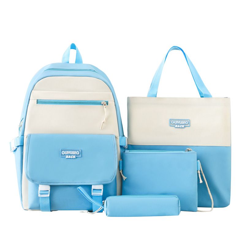 Luggage & Bags capacity four piece backpack spring and summer fashion new contrast color schoolbag middle school student backpack_voghion.com