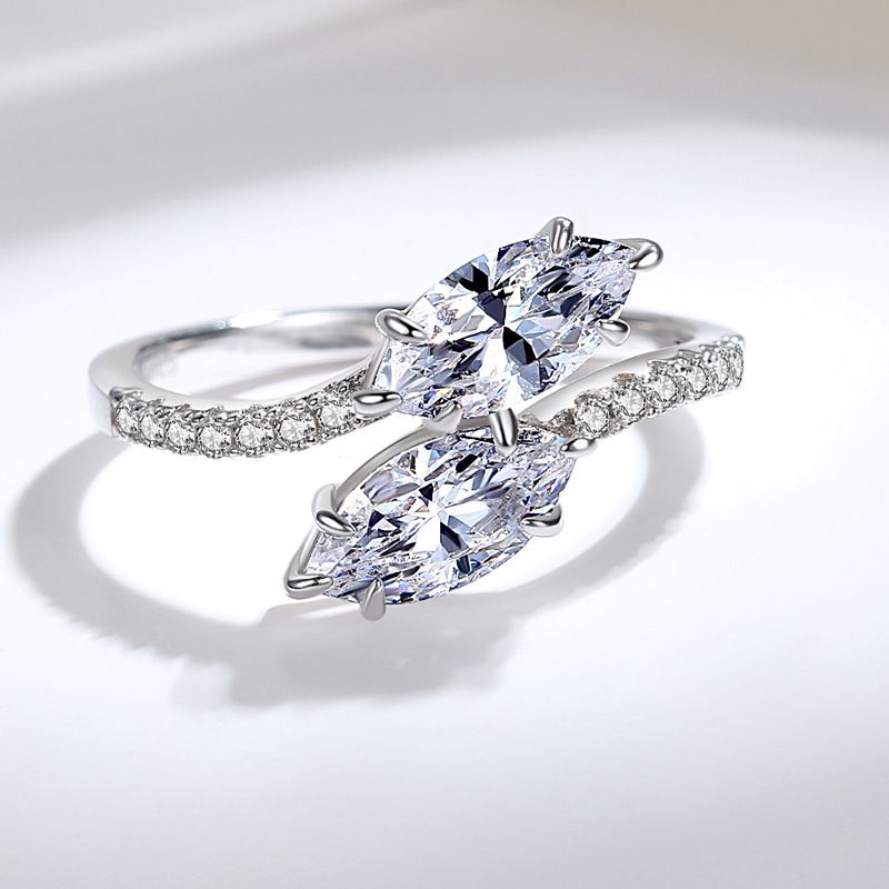 Inel din argint sterling pentru femei, inel cu frunze de modă, elegant inel cu diamante cu conținut ridicat de carbon_voghion.com