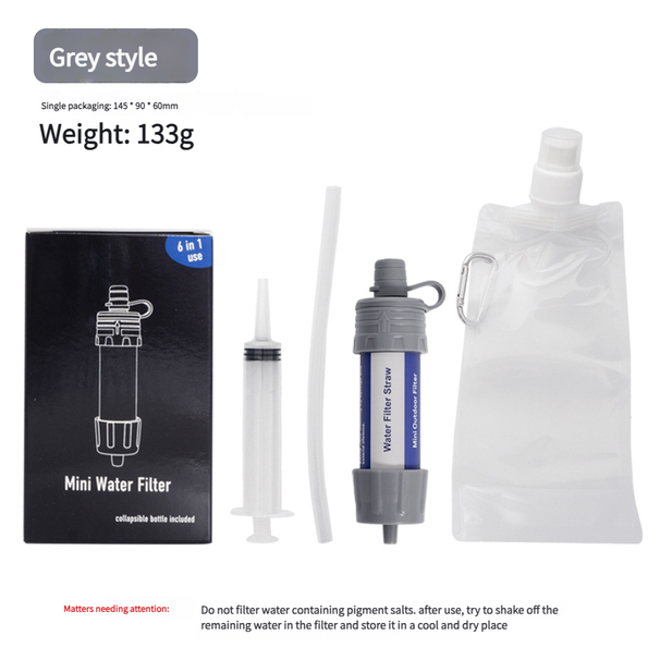 Filtro de aguas residuales para supervivencia al aire libre, portátil, para emergencias, senderismo, camping, tubo purificador de agua_voghion.com