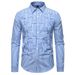 Minimalist Striped Woven Shirt For Men - Slim Fit Casual Button-Up With Subtle Texture (S-2xl, Polyester, All-Season Wear)_voghion.com