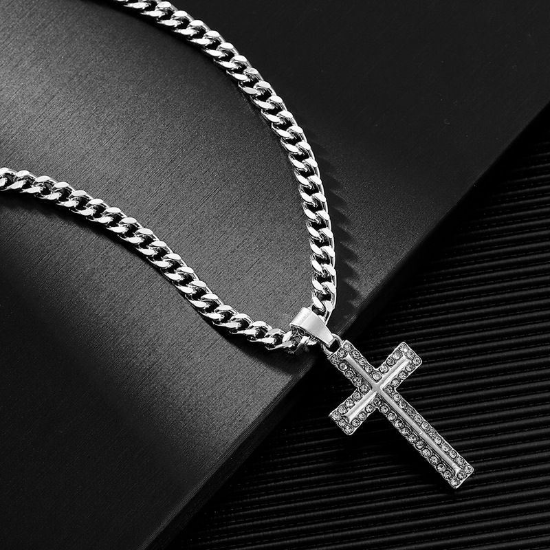 1 collar personalizado de hip-hop con colgante de diamantes de imitación transparentes, ideal para uso diario._voghion.com