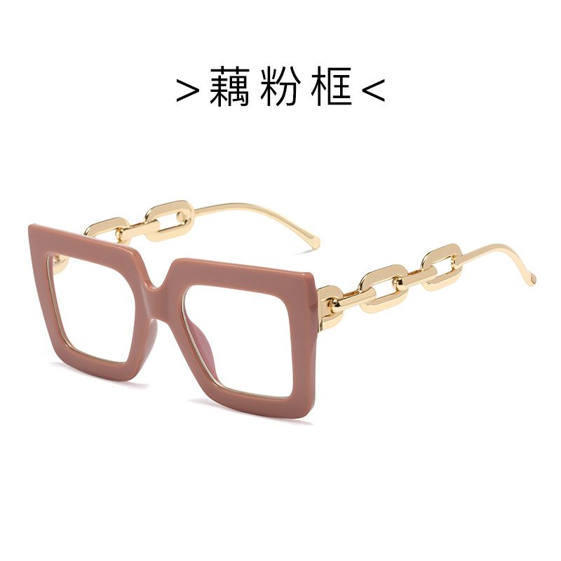 2022 New Personalized Chain Flat Mirror Big Eyeglass Fashion Colorful Frame Glasses_voghion.com