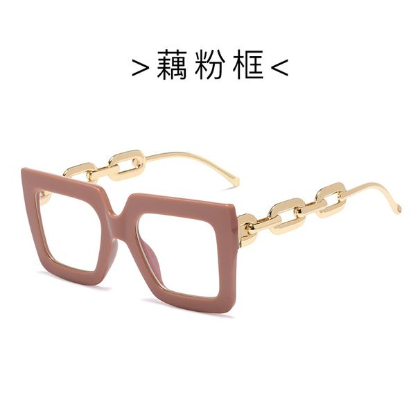 2022 New Personalized Chain Flat Mirror Big Eyeglass Fashion Colorful Frame Glasses_voghion.com
