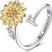 Sonnenblumen-Drehring für Damen, 26 englische Buchstaben, Sonnenblumen-Drehring_voghion.com