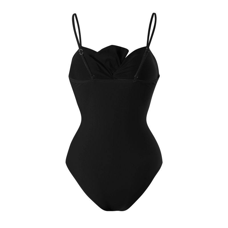 Women's Clothing New Solid Color One Piece Swimsuit Female Retro Belly Covering Slim Swimsuit Suit_voghion.com