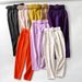 Women's casual pants with slightly stretchable slimming belt decoration solid color straight style suit nine-point pants_voghion.com
