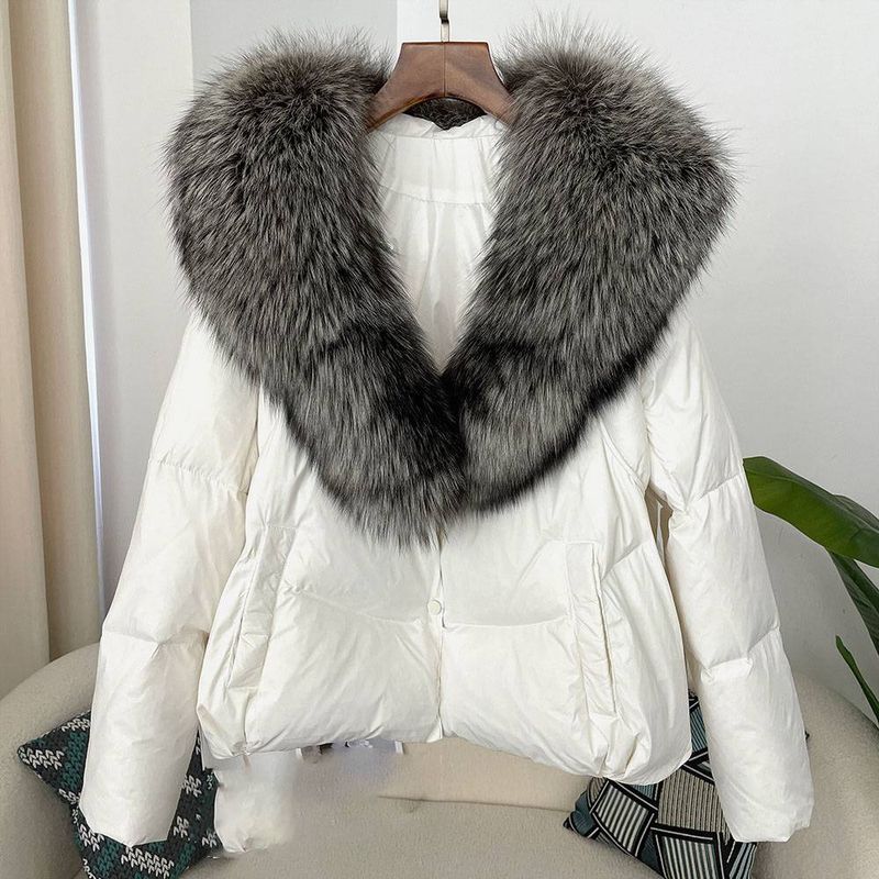 Women's Clothing Winter Models With Large Fox Fur Collar Short Style Fashionable And Warm Down Jacket_voghion.com