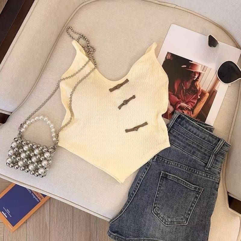Women's Intimates New Chinese Retro National Style Small Sling Integrated Chest Pad Sling Beautiful Back Cheongsam Design Unique Inner Top_voghion.com